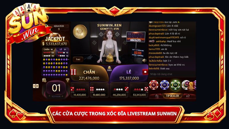 Các Cửa Cược Trong Xóc Đĩa Livestream Sunwin
