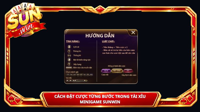 Cách Đặt Cược Từng Bước trong Tài Xỉu Minigame Sunwin