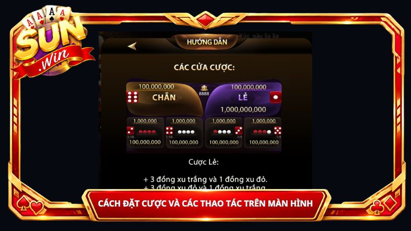 Cách Đặt Cược Và Các Thao Tác Trên Màn Hình