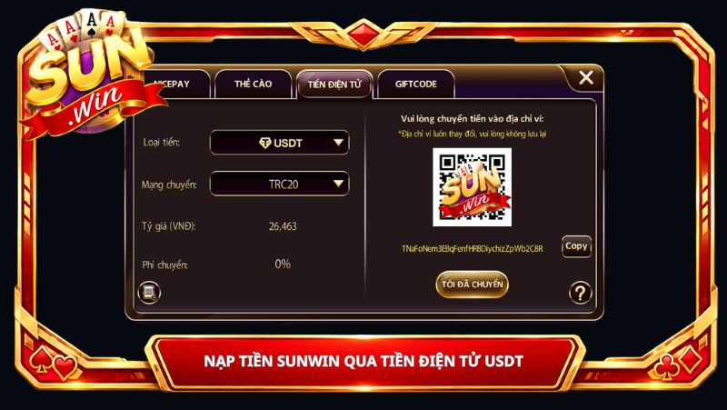 Nạp tiền sunwin qua Tiền Điện Tử USDT