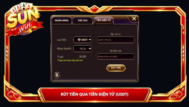 Rút Tiền Qua Tiền Điện Tử (USDT)