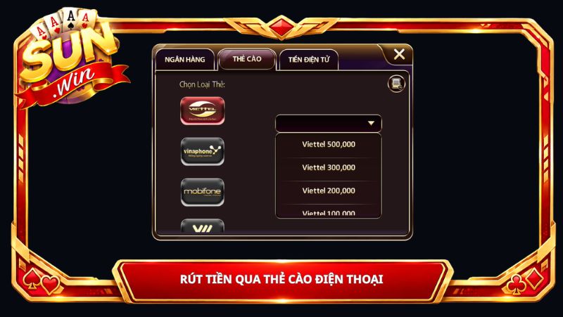 Rút Tiền Sunwin Qua Thẻ Cào Điện Thoại
